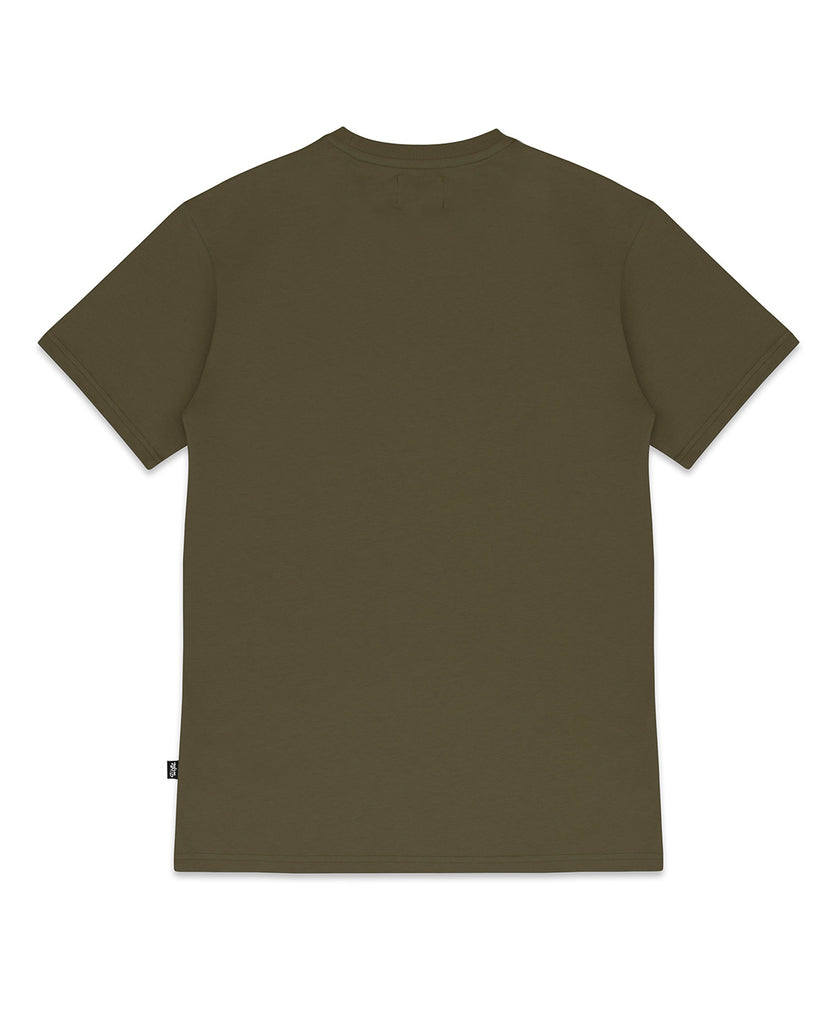 Wofte carp fishing clothing minimal olive t-shirt back view